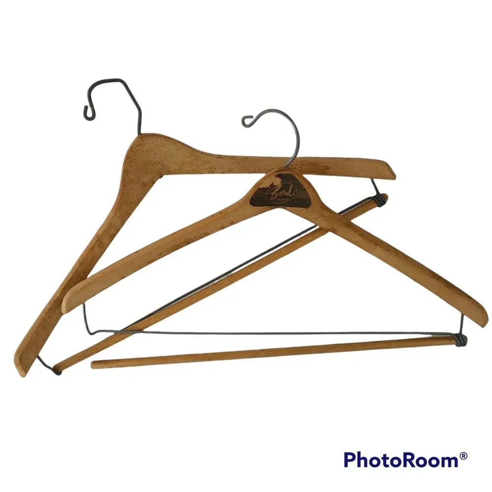 Set of two wooden pant hangers